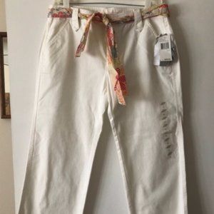 NWT DKNY white crop capri pants size 8